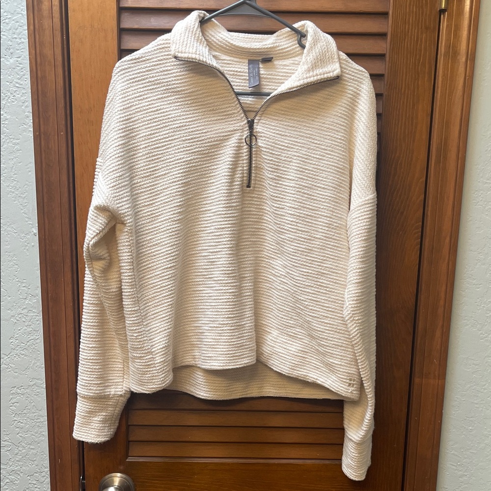 Sweaty Betty cream quarter zip pullover sweater size 8